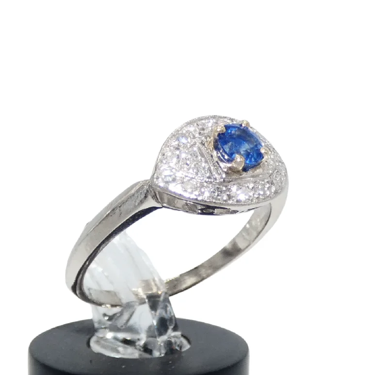 Ladies Balance Rings -Platinum Diamond & Sapphire Ring