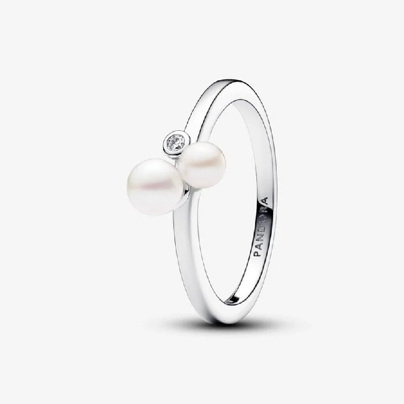 Ladies Celestial Rings -PANDORA : Duo Treated Freshwater Cultured Pearls Ring - Sterling Silver