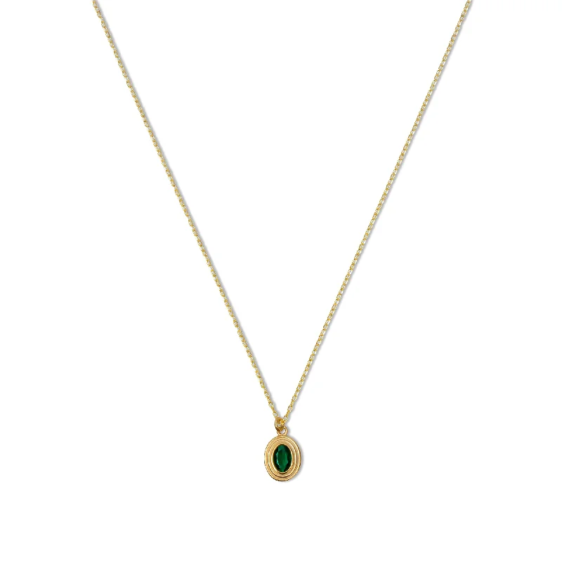 Ladies Necklaces with Yellow Milarite-THE OVAL EMERALD HEIRLOOM NECKLACE