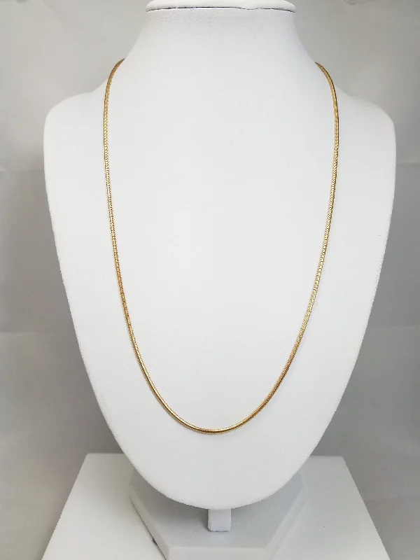 Ladies Necklaces with Light Celestite-Classic 20.5" Solid 14k Yellow Gold Snake Chain Necklace Italy