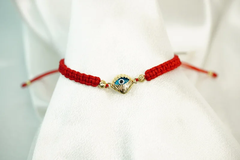 Ladies Serenity Stone Bracelets -14k Eye with Red Adjustable Bracelet