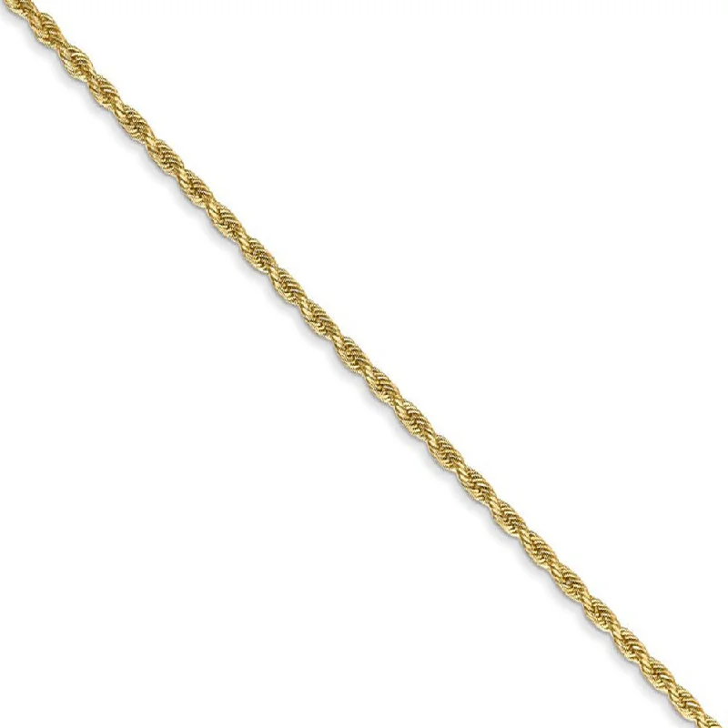 Ladies Party Glam Bracelets -1.3mm 14k Yellow Gold Solid Diamond Cut Rope Chain Bracelet & Anklet