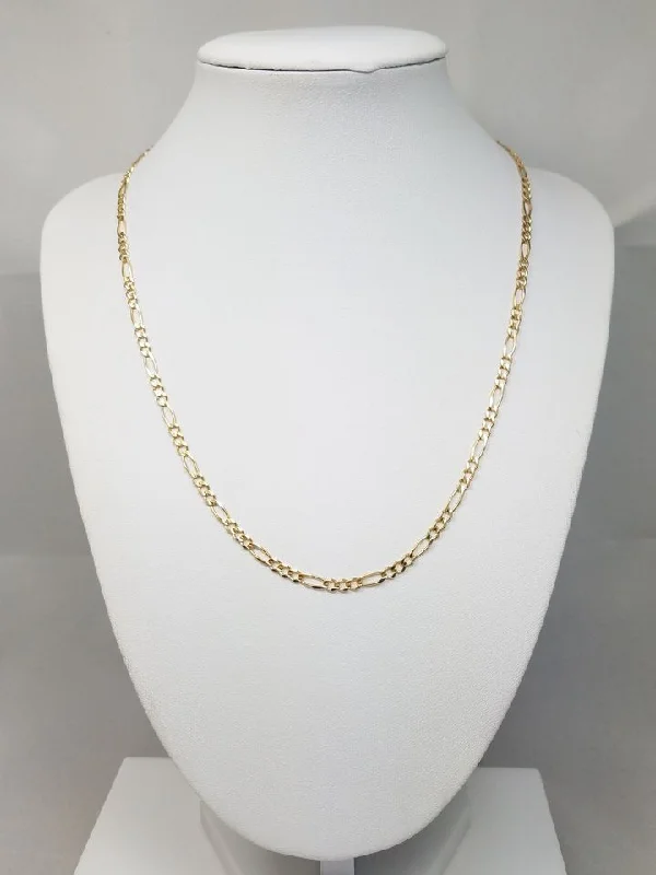 Ladies Necklaces with Wave Larimar-Classic 14k Yellow Gold Solid 18" Figaro Link Chain Necklace