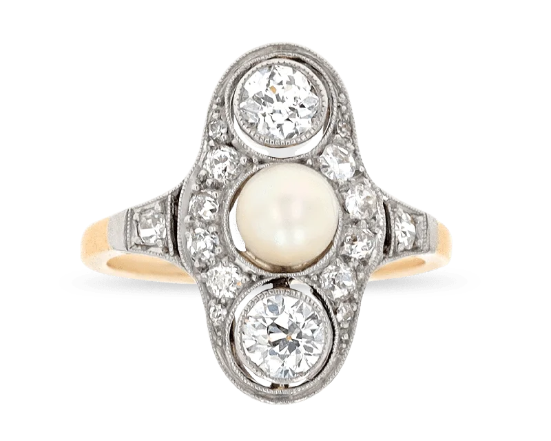 Ladies Narrow Rings -Edwardian Pearl and Diamond Ring