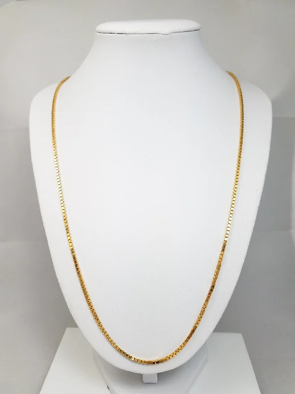 Ladies Necklaces for Explorer Spark-Classic 18k Yellow Gold Solid Box Link 23" Necklace