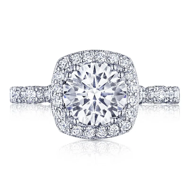 Ladies Engagement Rings Radiant Spark-Petite Crescent | Round with Cushion Bloom Engagement Ring HT2560CU65