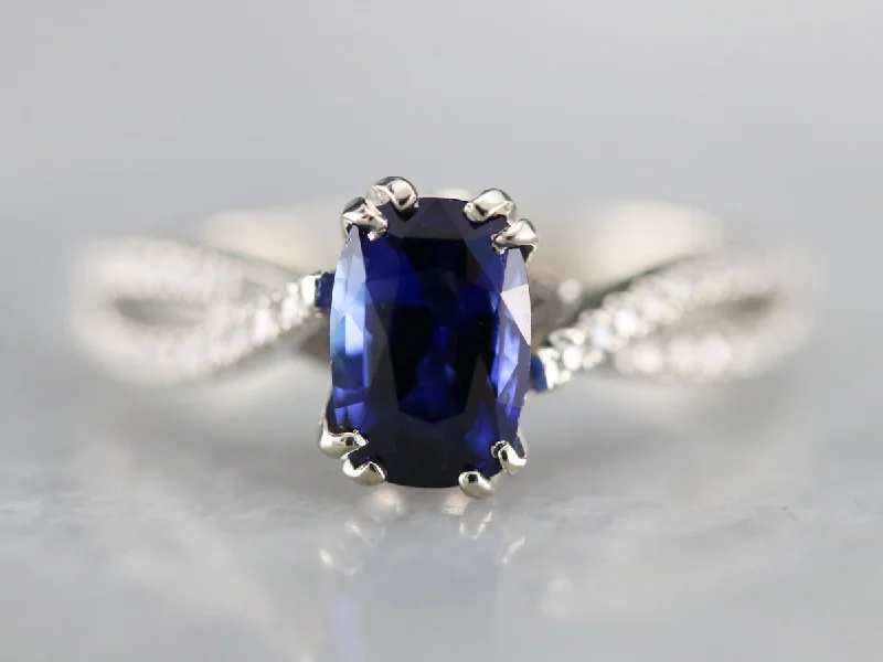 Ladies Engagement Rings Cloud Shine-Sapphire Twisting Diamond Engagement Ring