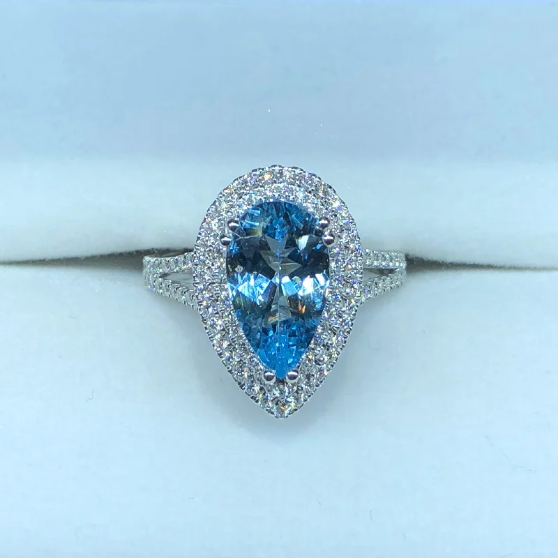 Aquamarine and Diamond Ring