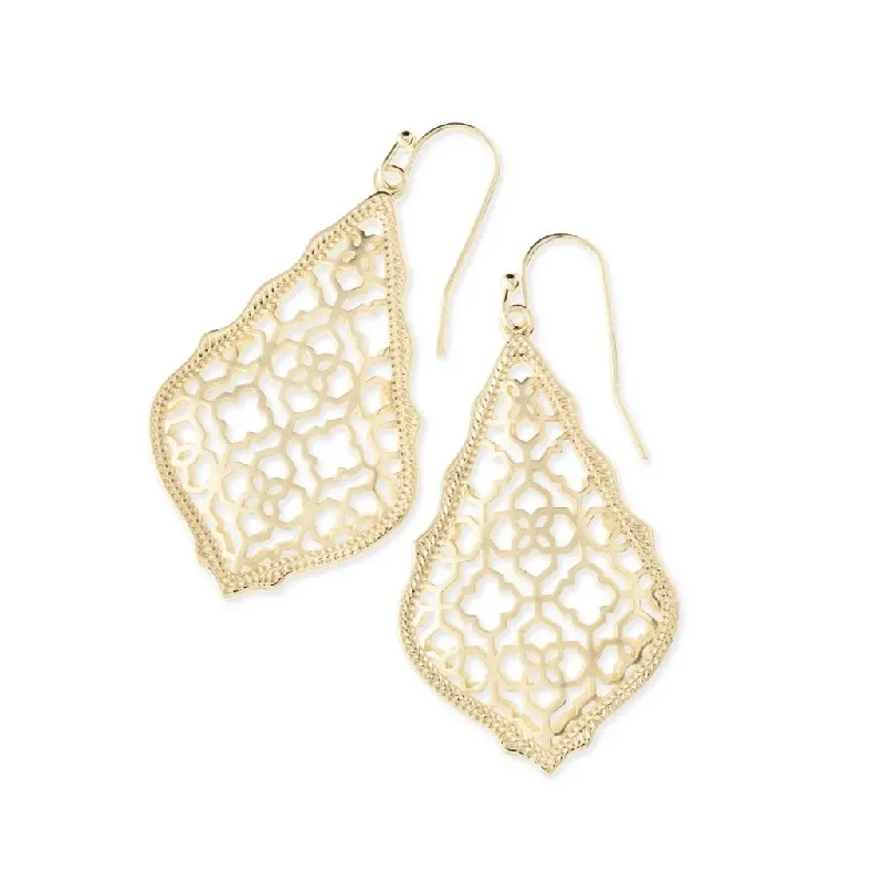 Ladies Earrings with Ruby Zoisite-Kendra Scott : Addie Gold Drop Earrings In Gold Filigree Mix