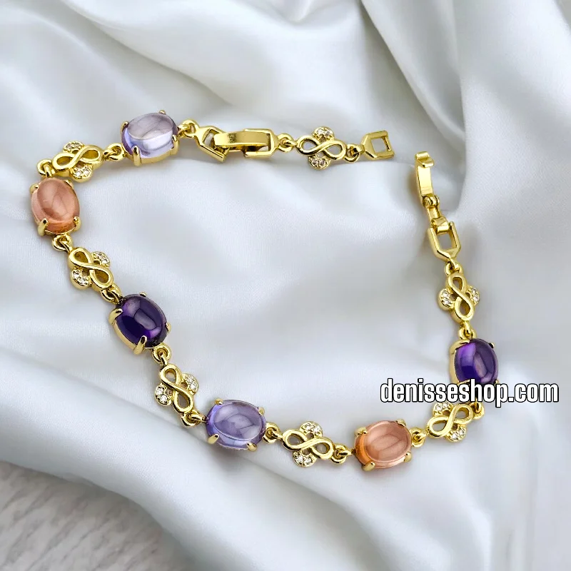 Ladies Baroque Pearl Bracelets -14K GOLD DESIGN / COLORED BEADS LINKS BRACELET BR641