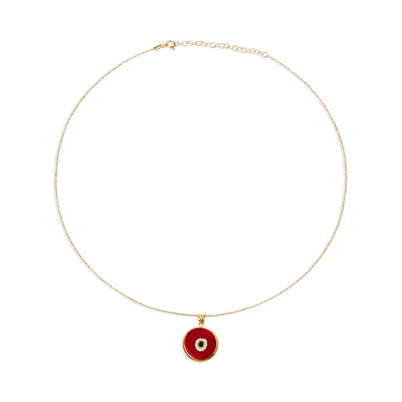 Ladies Necklaces for Aunt Charm-THE RED ACRYLIC EVIL EYE PENDANT NECKLACE