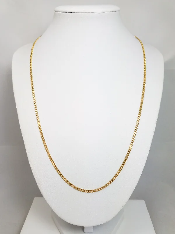 Ladies Necklaces for Chef Glow-Solid Curb Link 21" 18k Yellow Gold Necklace