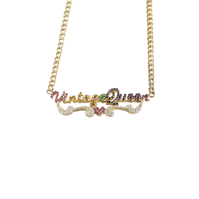 Ladies Necklaces with Flame Shine-THE MULTI-COLOR CLASSIC NAME NECKLACE