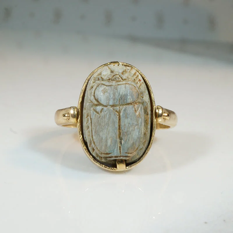 Ladies Nature-Inspired Rings -Gold Scarab Swivel Hoop Ring