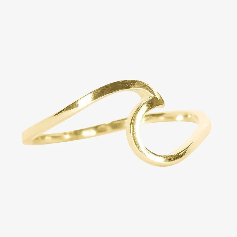 Ladies White Gold Rings -Pura Vida : Wave Ring - Gold