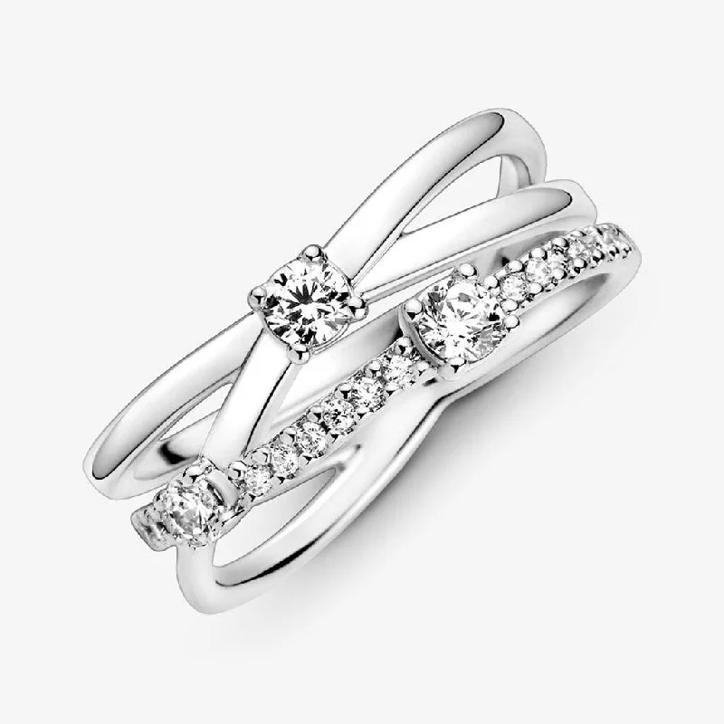 Ladies Mermaid Rings -PANDORA : Sparkling Triple Band Ring