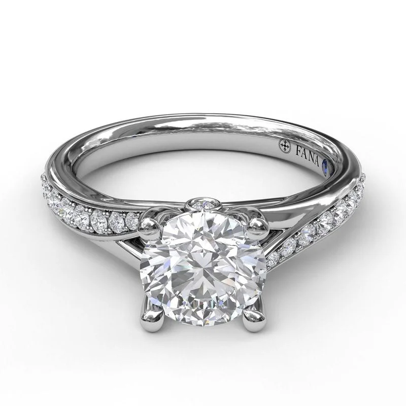 Ladies Engagement Rings with Clinozoisite Glow-Designer Split Band Engagement Ring S3593