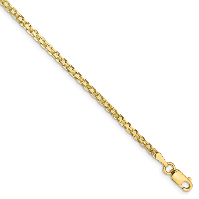 Ladies Sapphire Stone Bracelets -2mm, 14k Yellow Gold, Flat Bismark Mesh Chain Anklet or Bracelet