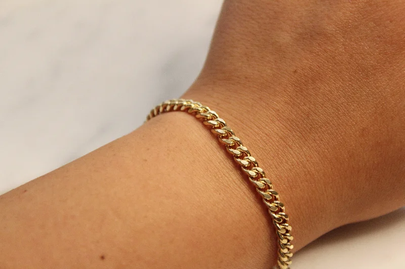 Ladies Diamond Accent Bracelets -Small Cuban Chain Bracelet