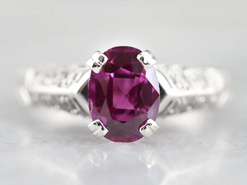 Ladies Engagement Rings Geometric Spark-Modern Pink Sapphire and Diamond Engagement Ring