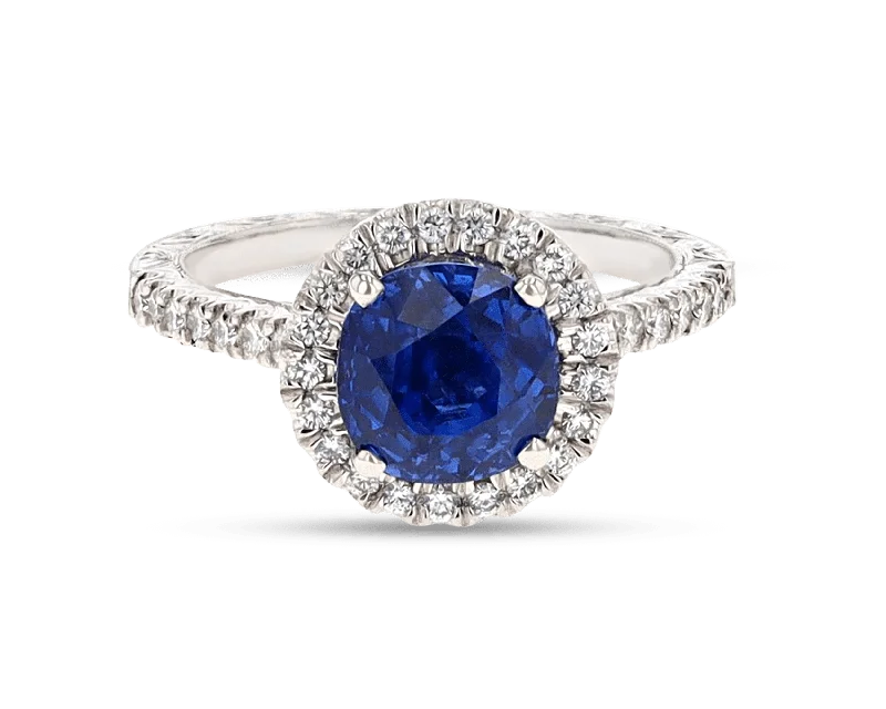 Ladies Name Rings -Untreated Burma Sapphire Ring, 3.20 Carats