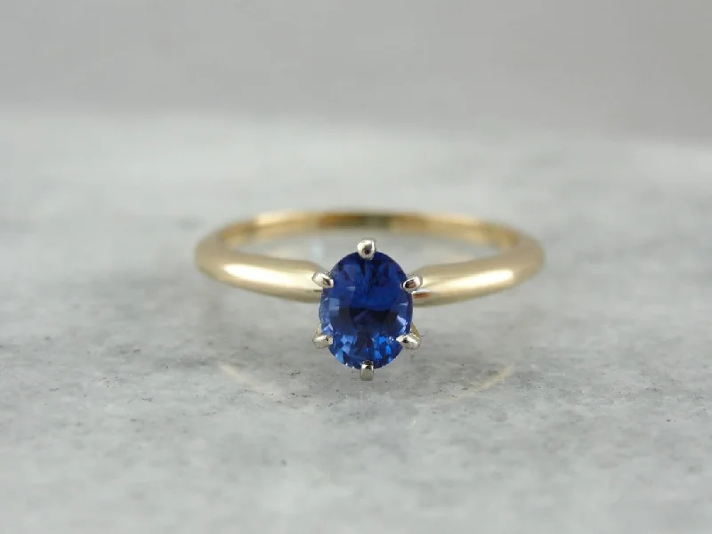 Ladies Engagement Rings Craft Glow-Classic Sapphire Solitaire Engagement Ring in Yellow Gold, Benchmark Quality Gemstone