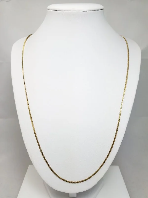 Ladies Necklaces with Rust Brookite-Classic 24" Solid 14k Yellow Gold Serpentine Chain Necklace Italy