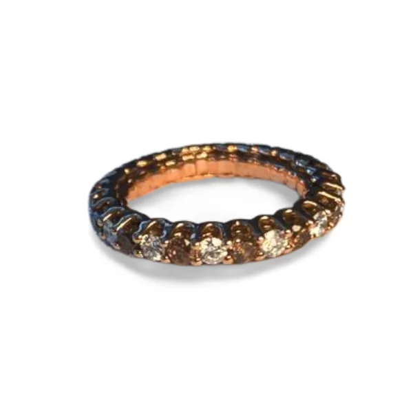 Ladies Meditation Rings -Gorgeous 14K Pink Rose Gold Champagne Diamond Eternity Band Ring