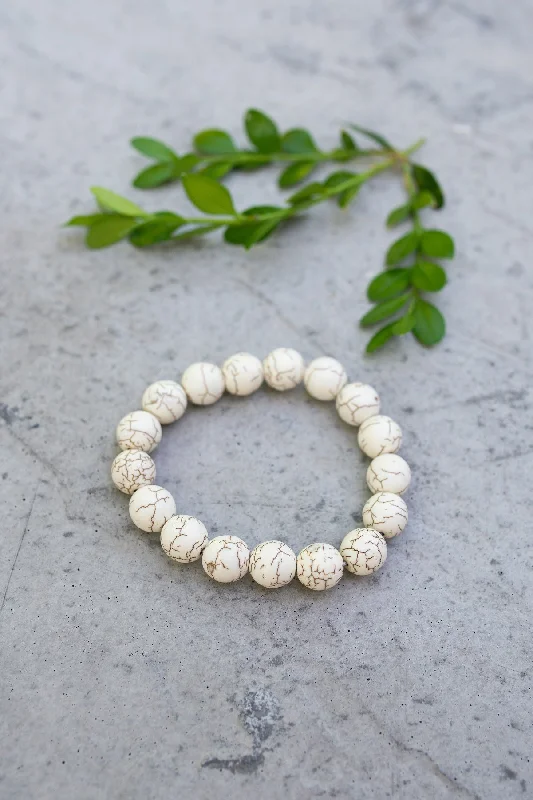 Ladies Thin Delicate Bracelets -Large Howlite Crackle Bracelet