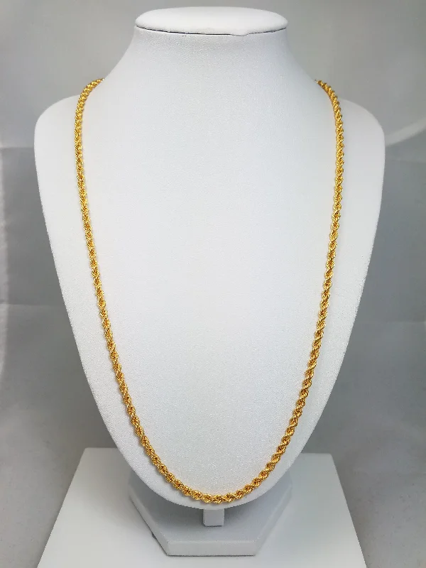 Ladies Necklaces for Prom Shine-23" Striking 22k Yellow Gold Rope Chain Necklace