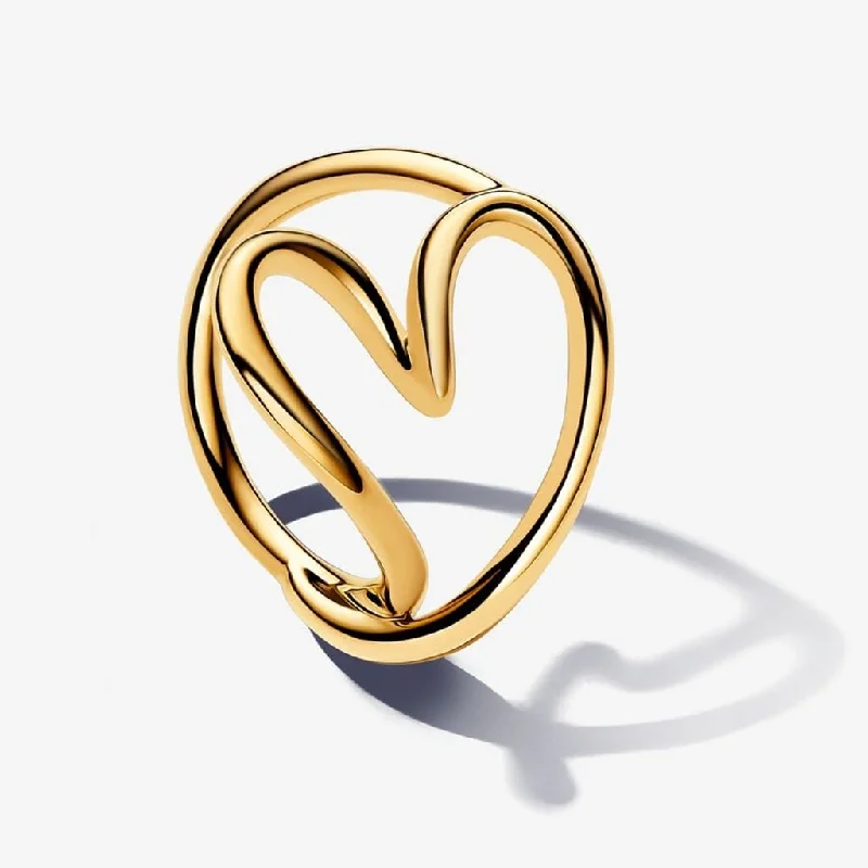 Ladies Art Deco Rings -PANDORA : Organically Shaped Heart Ring in Gold