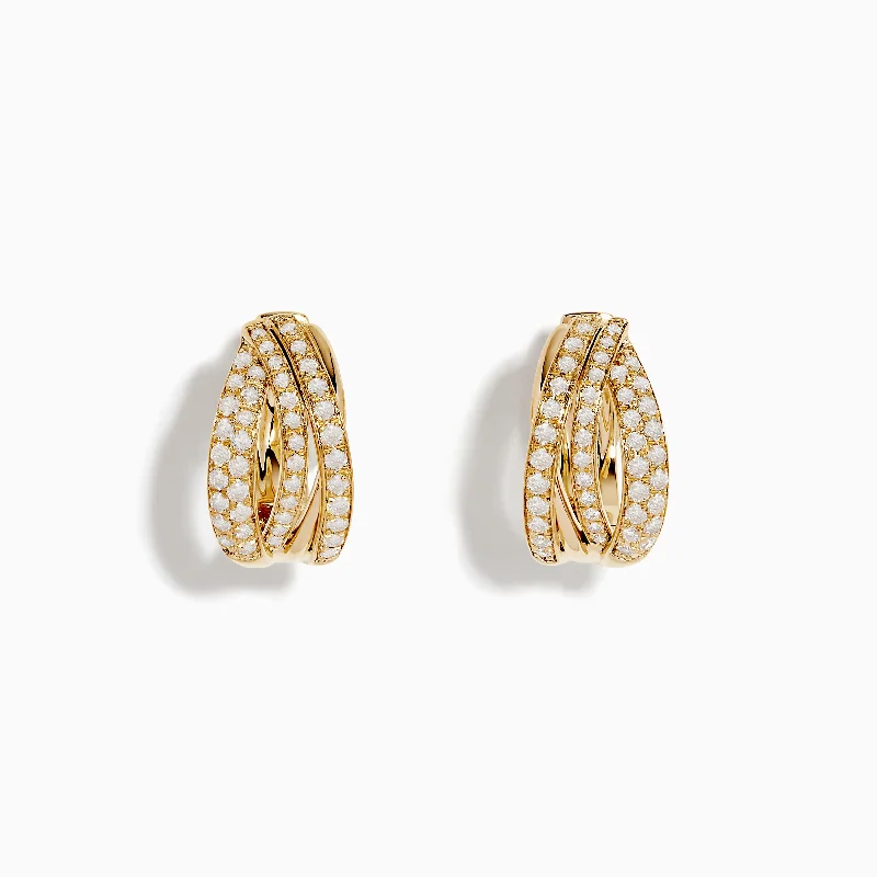 Ladies Earrings in Warm Gold-14K Yellow Gold Diamond Hoop Earrings