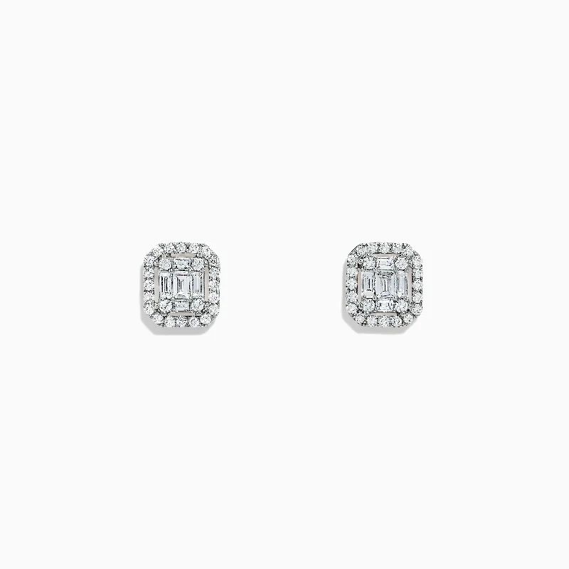 Ladies Earrings for Special Glow-Classique 14K White Gold Diamond Stud Earrings, 0.48 TCW