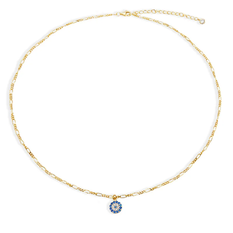 Ladies Necklaces for Love Vows-THE EVIL EYE FIGARO CHAIN NECKLACE