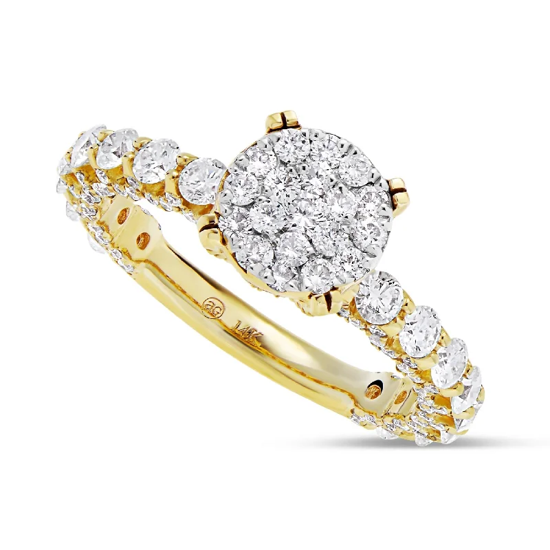 Ladies Engagement Rings Infinity Glow-14K Gold 2.0ct Diamond Cluster Engagement Ring