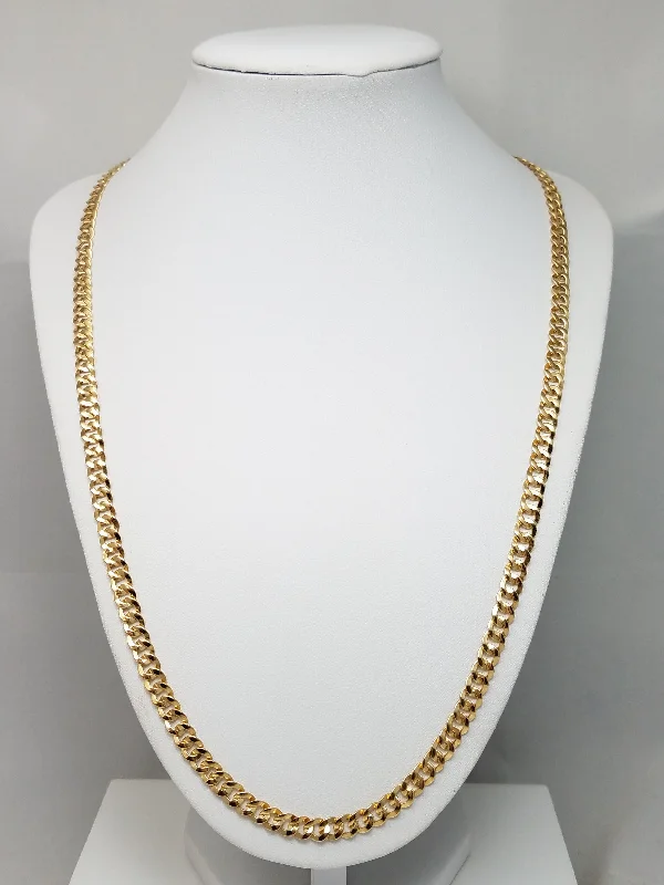 Ladies Necklaces with Night Obsidian-Elite 23.5" Solid 18k Yellow Gold Fancy Curb Link Chain Necklace Italy