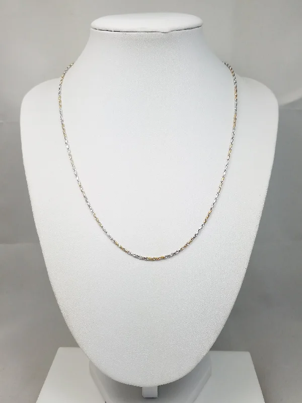 Ladies Necklaces with Lavender Lepidolite-Jazzy 18" Solid 14k Two Tone Gold Diamond Cut Rope Chain Necklace