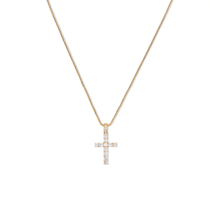 Ladies Necklaces with Peach Morganite-THE ICED OUT CROSS PENDANT NECKLACE