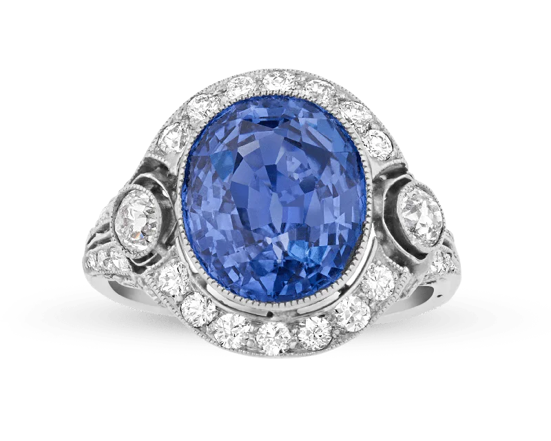 Ladies Celtic Rings -Art Deco Ceylon Sapphire Ring, 9.50 Carats