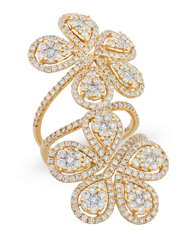 Ladies Shell Rings -Diamond Flower Ring, 3.20 carats