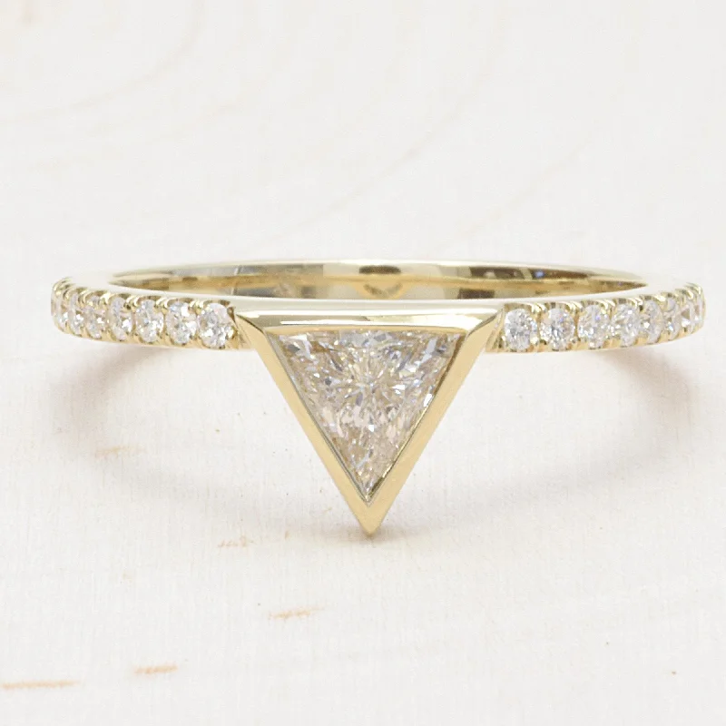 Ladies Engagement Rings with Taaffeite Shine-14K Yellow Gold Triangle Diamond Engagement Ring