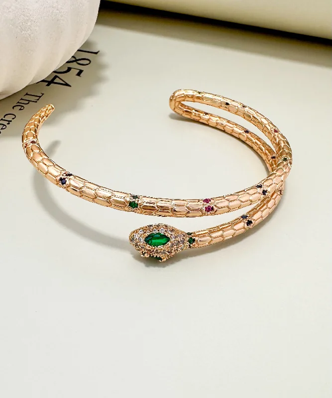 Ladies Eye-Catching Bracelets -Velani Jewelry Snake Bracelet With Sapphire, Ruby and Emerald