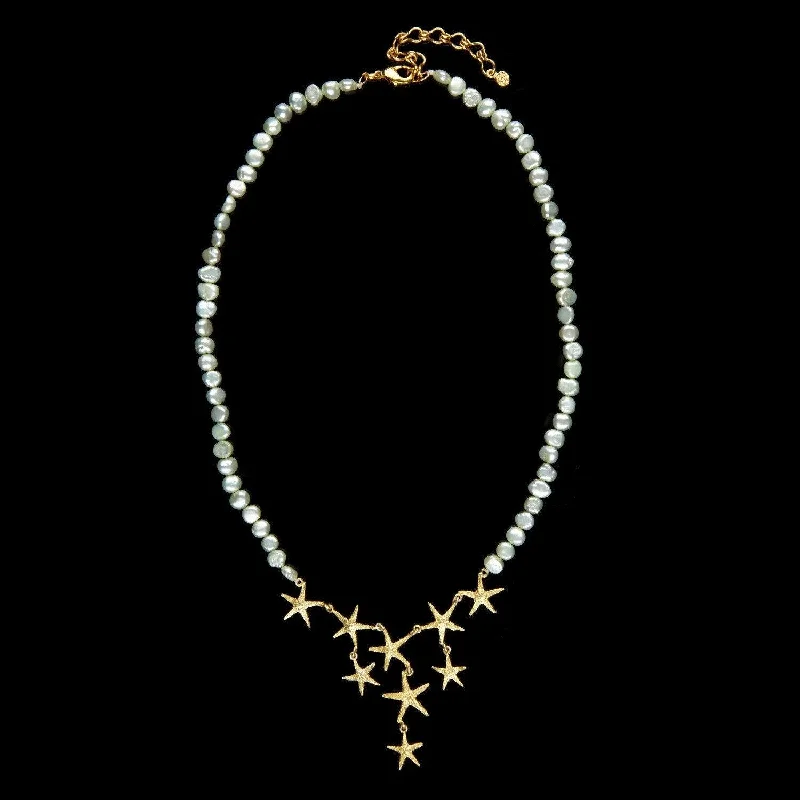 Ladies Necklaces with Bronze Enstatite-Petite Starfish Pearl Contour Necklace