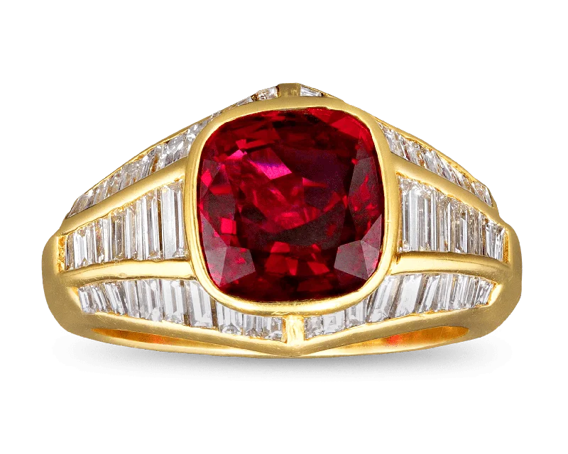 Ladies Dainty Rings -Thai Ruby and Diamond Ring