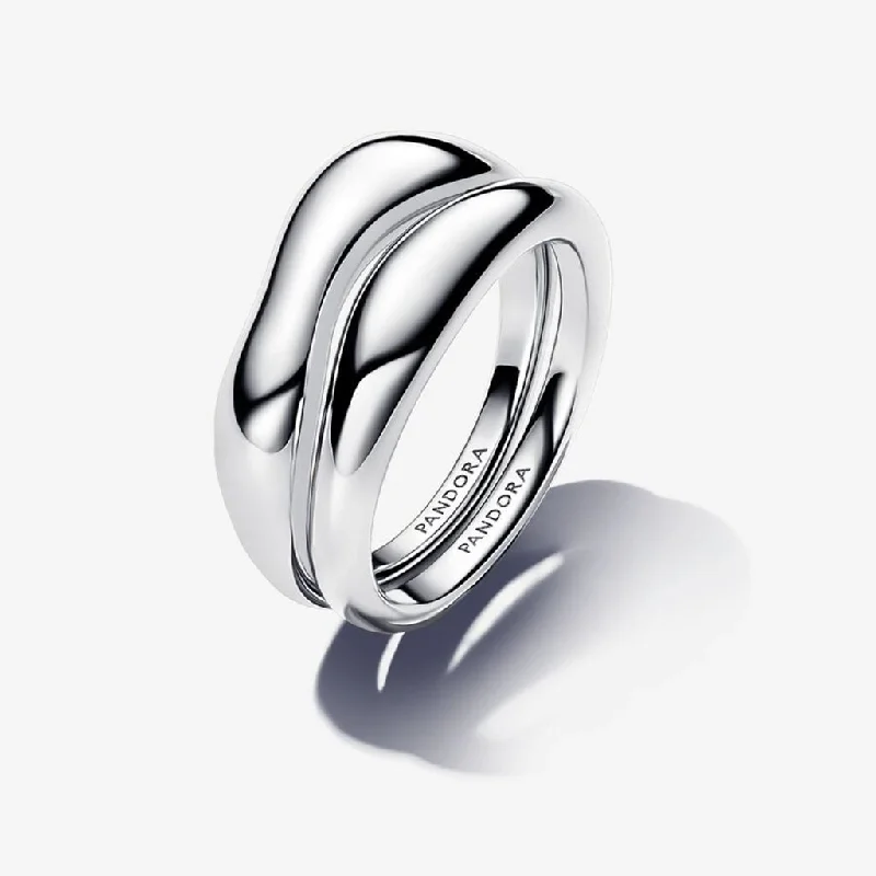 Ladies Halo Rings -PANDORA : Organically Shaped Stacking Rings in Sterling silver