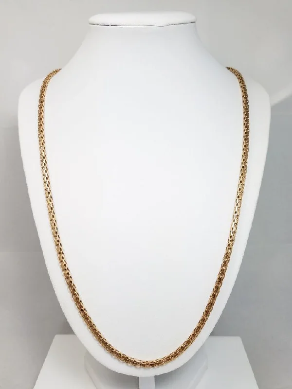 Ladies Necklaces for Soul Friends-Superb 14k Yellow Gold Solid Fancy Link 24" Necklace