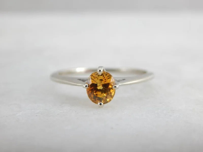 Ladies Engagement Rings with Phenakite Spark-Golden Sapphire Engagement Solitaire with Crown Like Setting