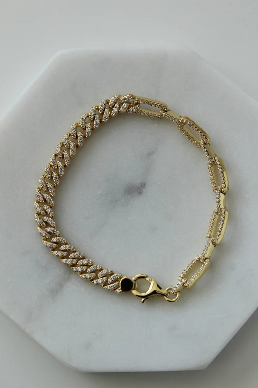 Ladies Thin Delicate Bracelets -Double Chain Micropave Bracelet