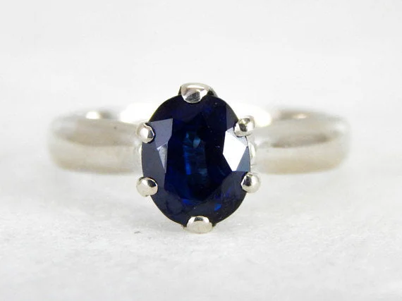 Ladies Engagement Rings with Celestite Spark-Ceylon Sapphire Solitaire White Gold Engagement Ring