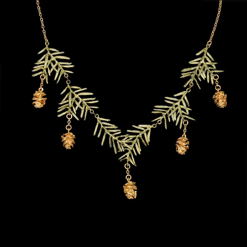 Ladies Necklaces with Radiant Gems-Pine Needle Necklace - Statement